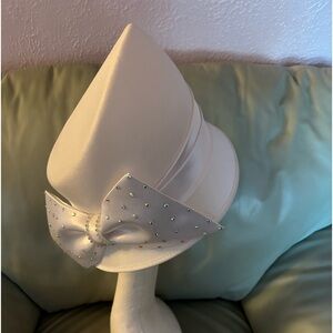 Handmade Mr Song hats.  Satin, pearls, silk